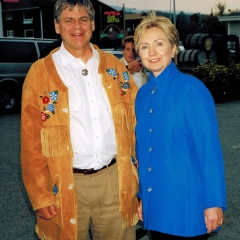 Larry lobbying with Hillary Clinton to protect the Arctic National Wildlife Refuge and the Porcupine Caribou Herd